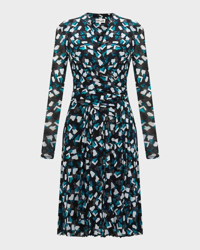 Brenda Abstract-Print Faux Wrap Dress